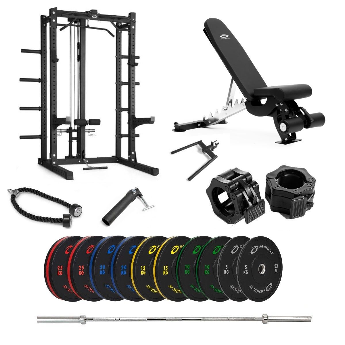 Half Rack Bumper färger med bänk och latsdrag – 170 kg