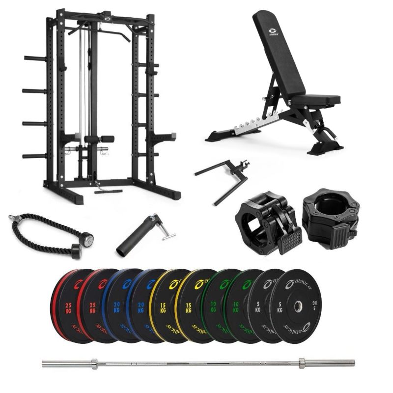 Half Rack Bumper med bänk och latsdrag – 170 kg