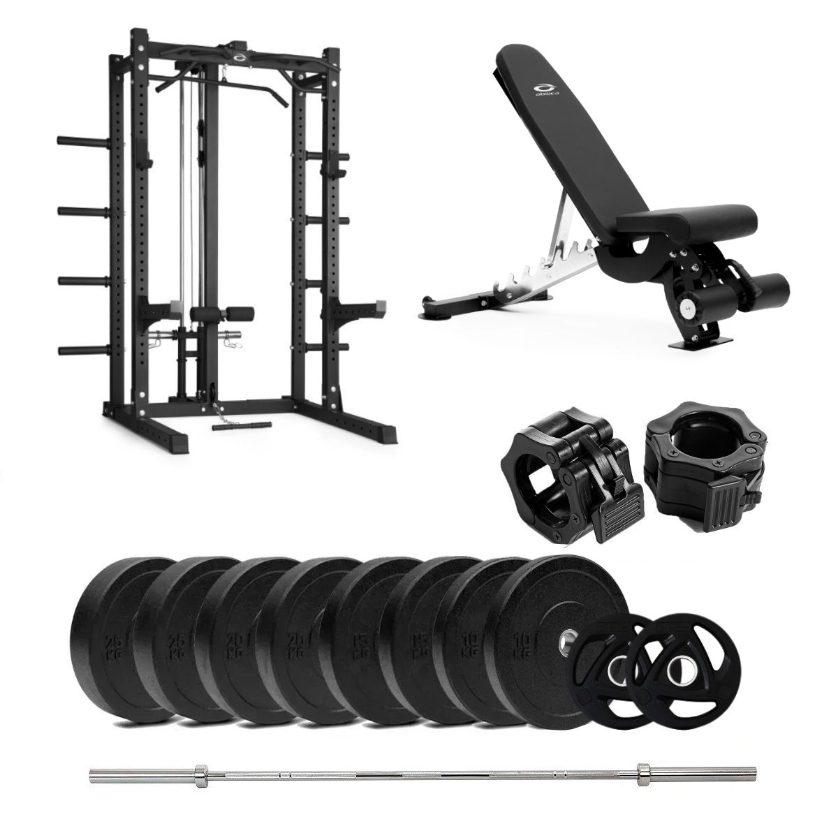 HR 500 Half Rack Bumper med bänk och latsdrag – 150 kg