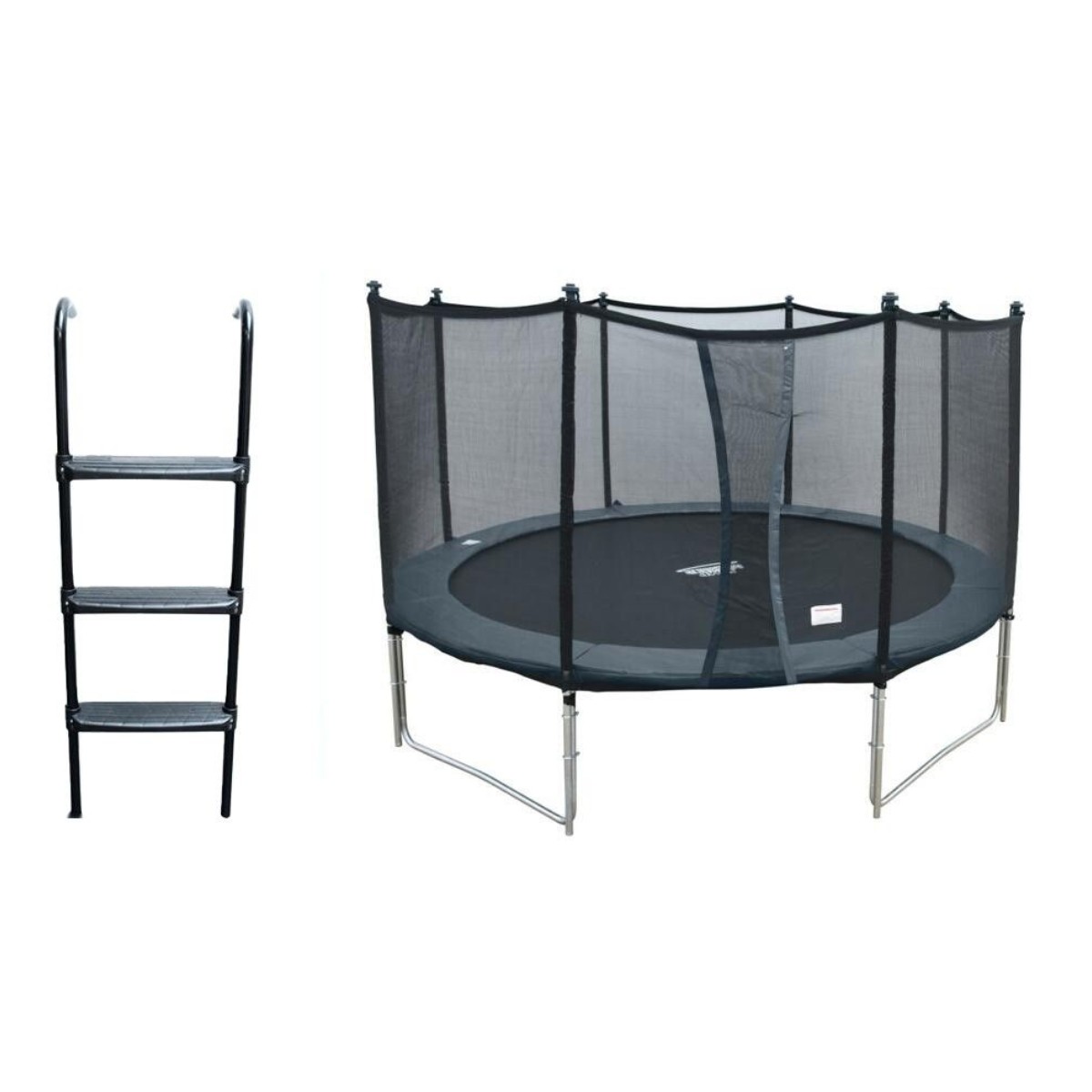 Flexi Studsmatta 4,3 m Grå – inkl. säkerhetsnät och stege