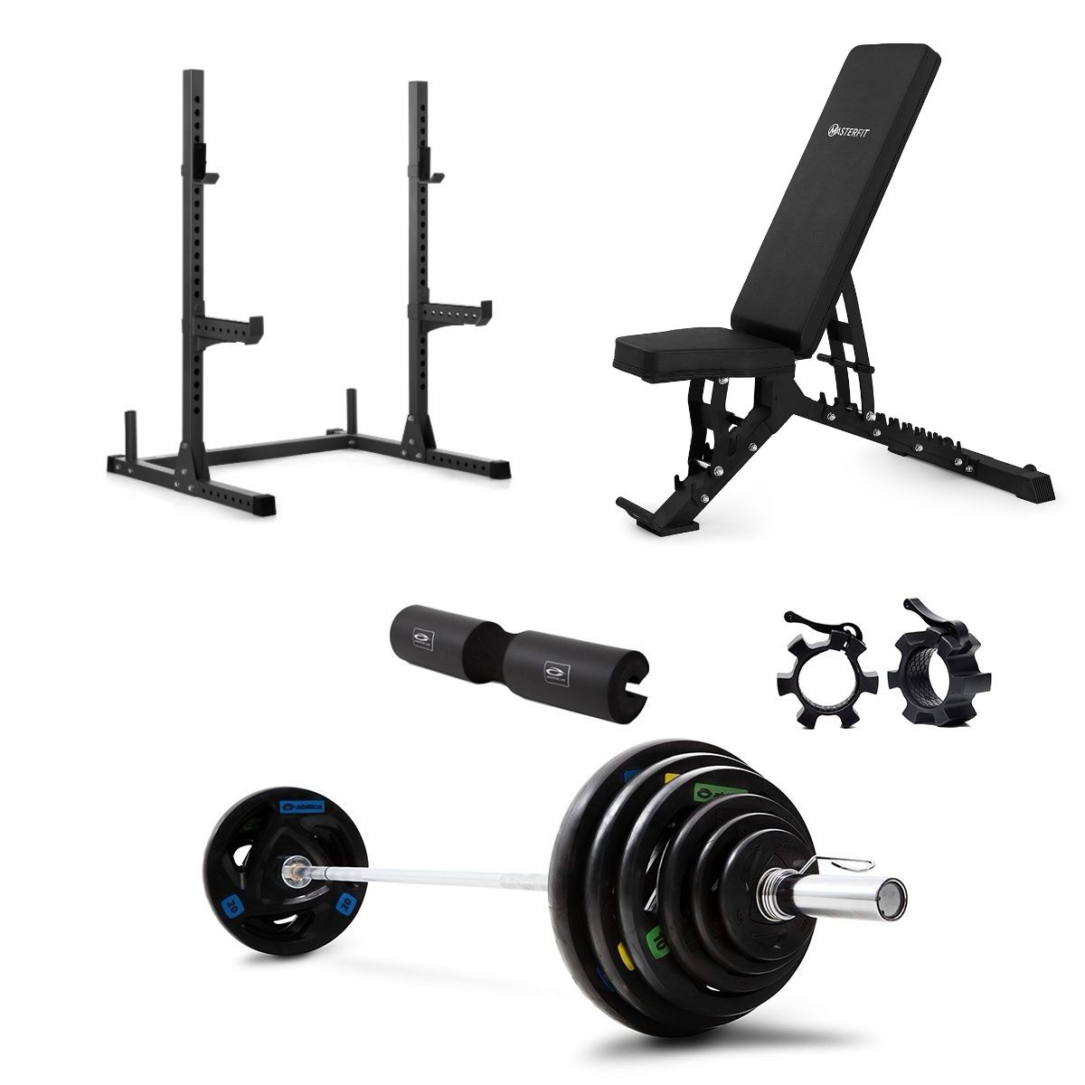Masterfit – 200 Squat Rack Olympic Styrkepaket – 120 kg