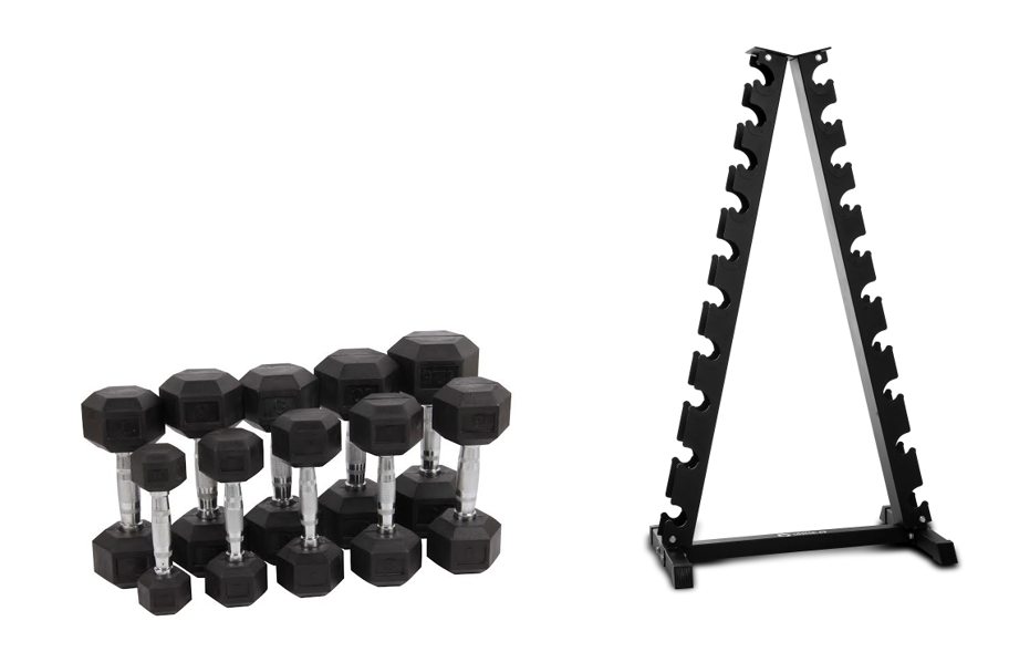 Hex hantelpaket 1-10 kg med hantelställ Hex hantelpaket 1-10 kg med hantelställ